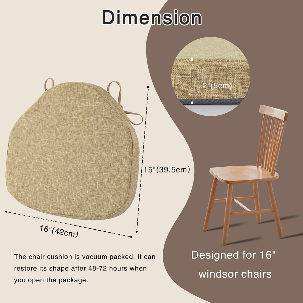 OVOV Windsor Chair Cushions Set of 4 – Non-Slip Linen Dining Seat Pads