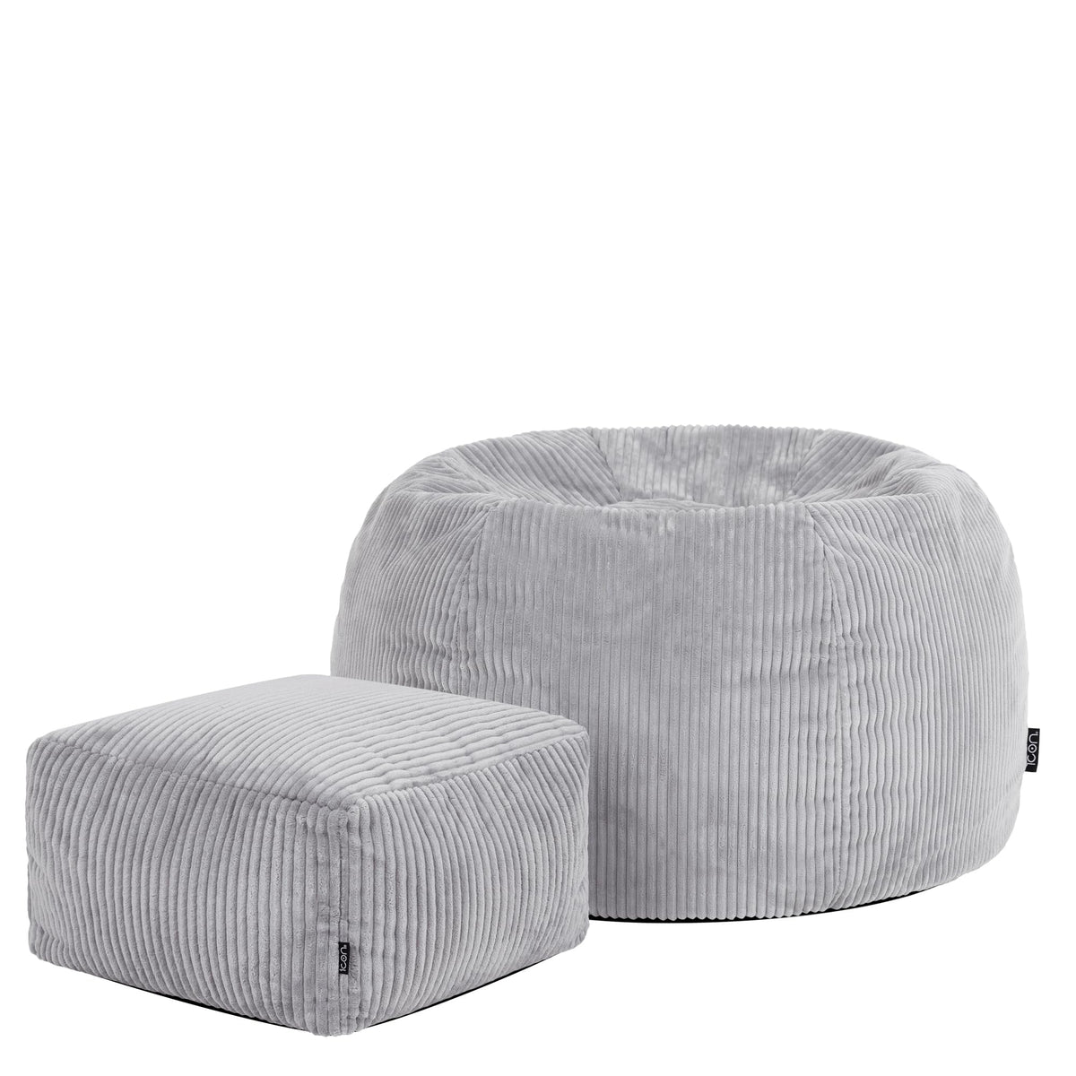icon Kingston Cord Bean Bag & Footstool with Filling Included, Grey - image 5