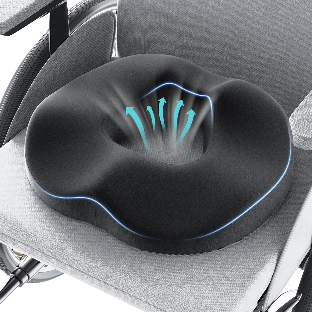 Benazcap Donut Pillow - Memory Foam Seat Cushion for Sciatica & Coccyx