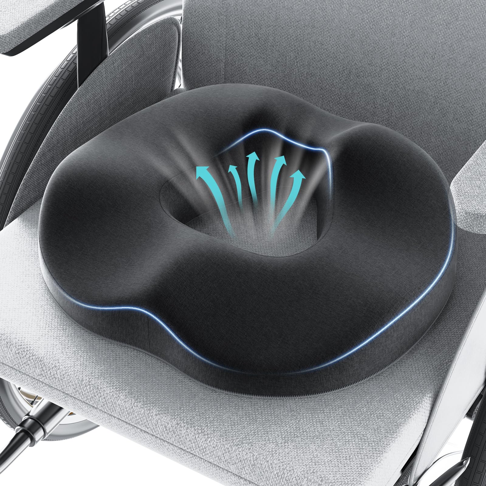 Benazcap Donut Pillow - Memory Foam Seat Cushion for Sciatica & Coccyx