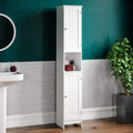 Bath Vida Priano Tallboy Bathroom Cabinet – White Wooden Storage Cupboard