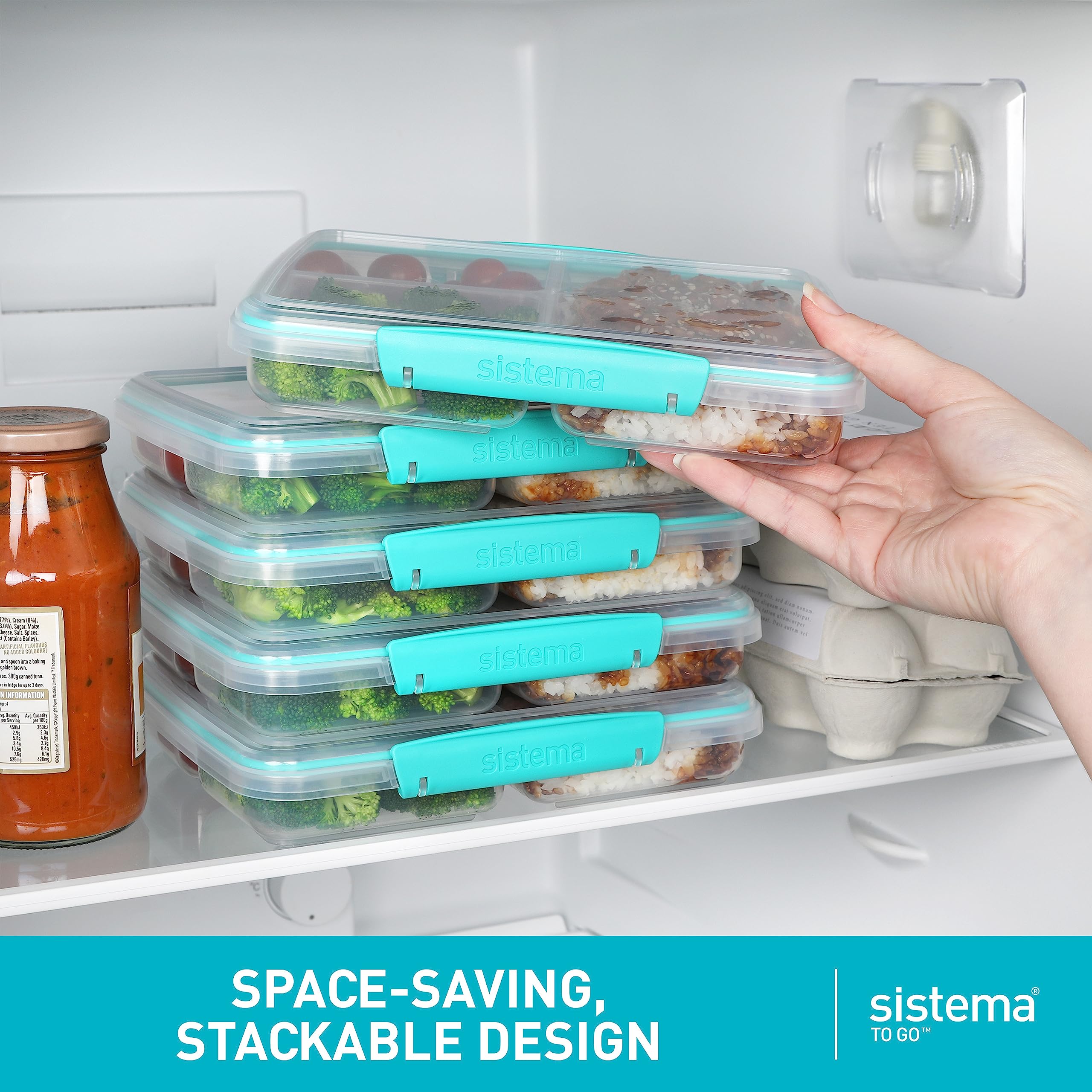 Sistema Multi Split Meal Prep Containers | 820ml BPA-Free Lunch Box | 5 Pack