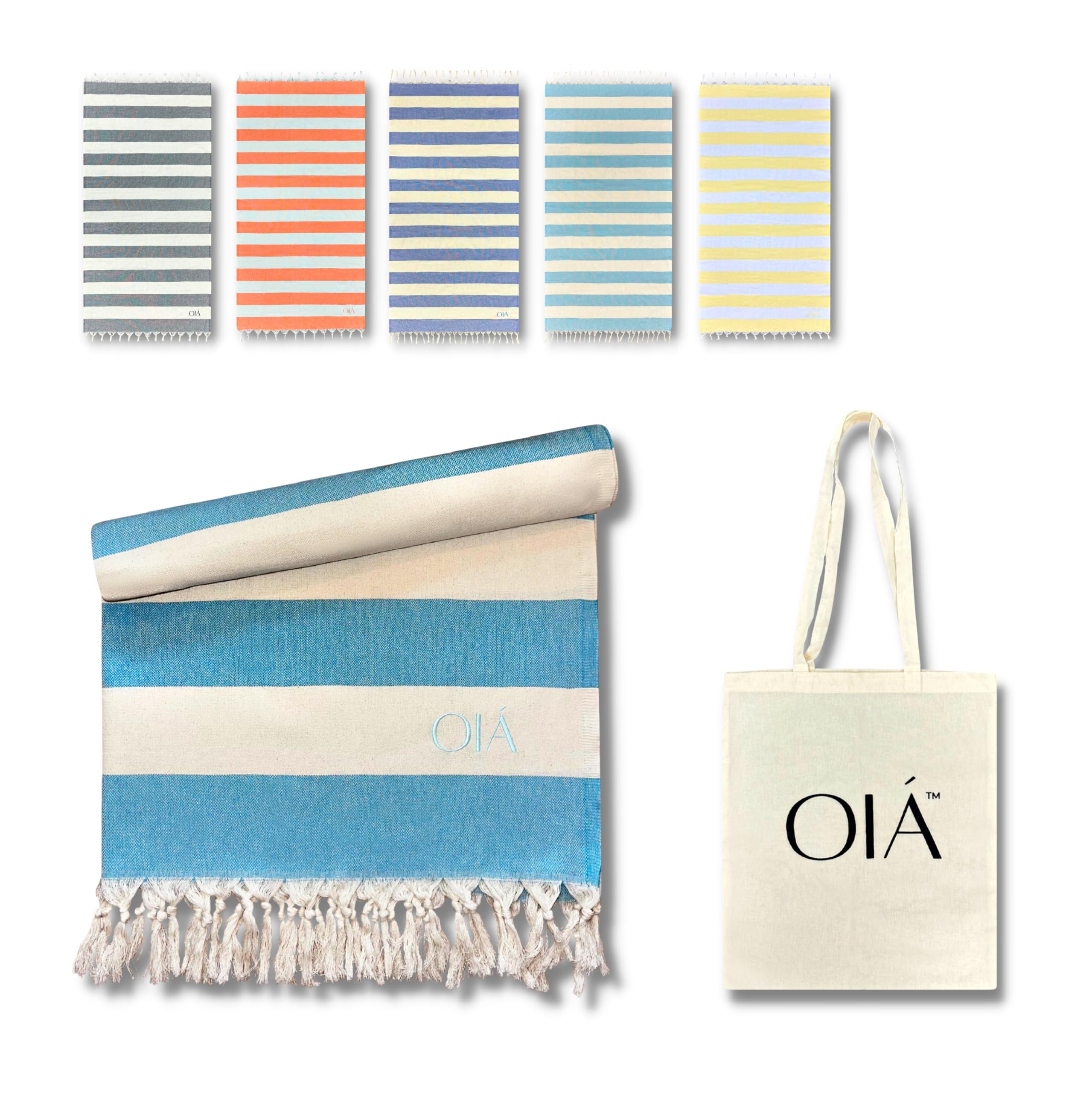 OIA Turquoise Hammam Towel – 100% Organic Turkish Cotton Beach & Sauna Fouta