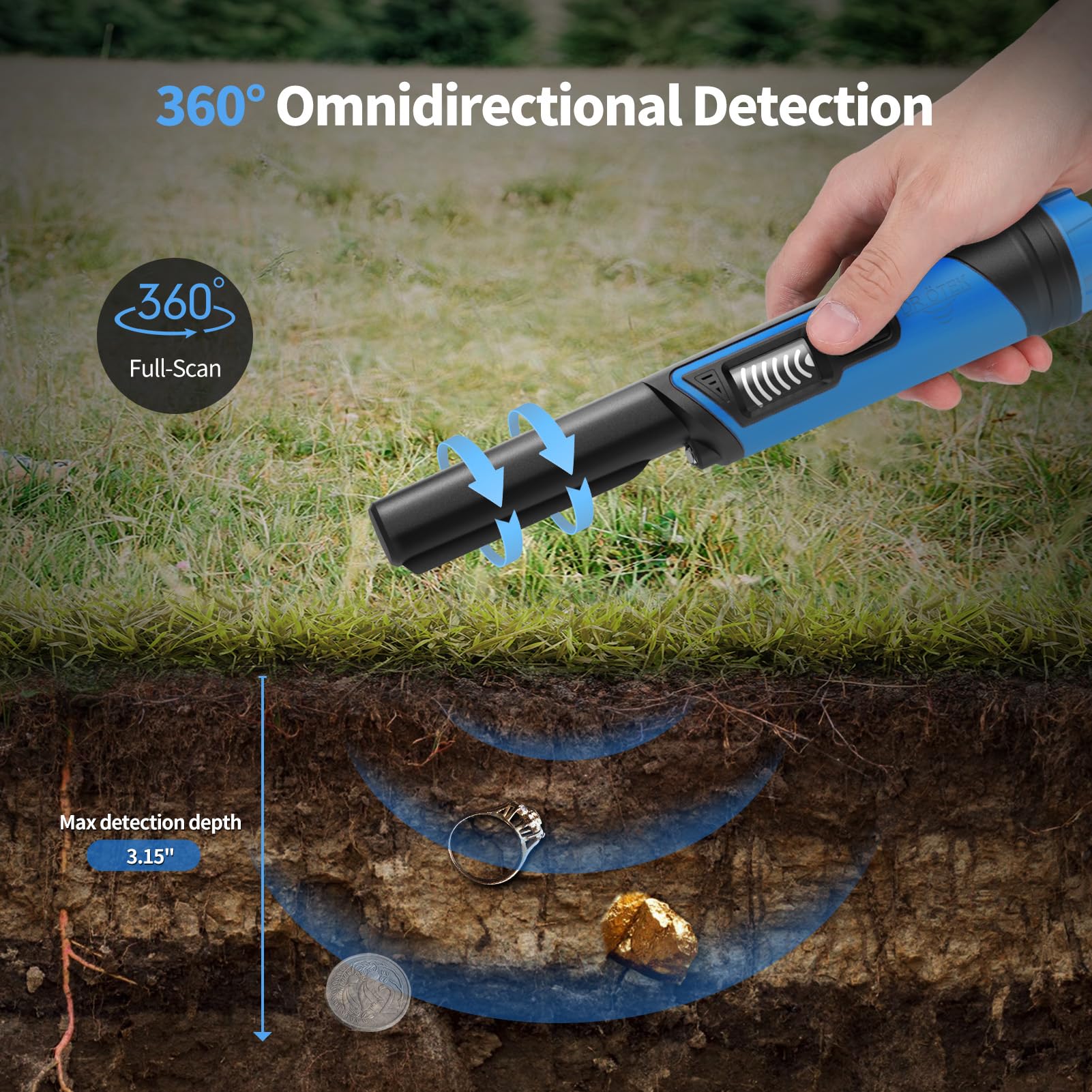 DR.ÖTEK Metal Detector Pinpointer | IP68 Waterproof with LCD Screen