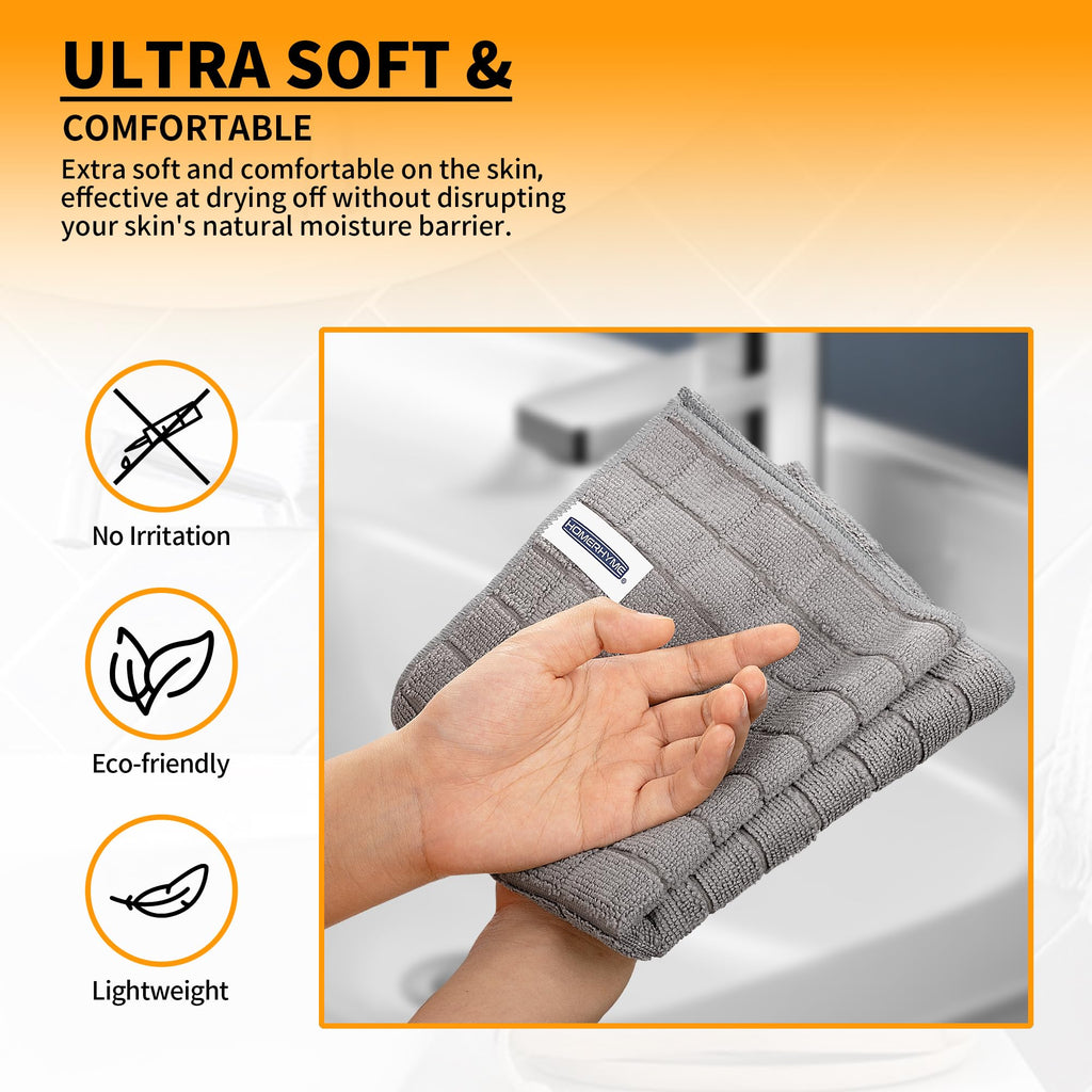 HOMERHYME Hand Towels, 12 Pack 25''*15'' Microfiber Bathroom Hand Towels, Grey All-Purpose Quick Dry Lint Free Soft Absorbent Bulk Checkered - image 4