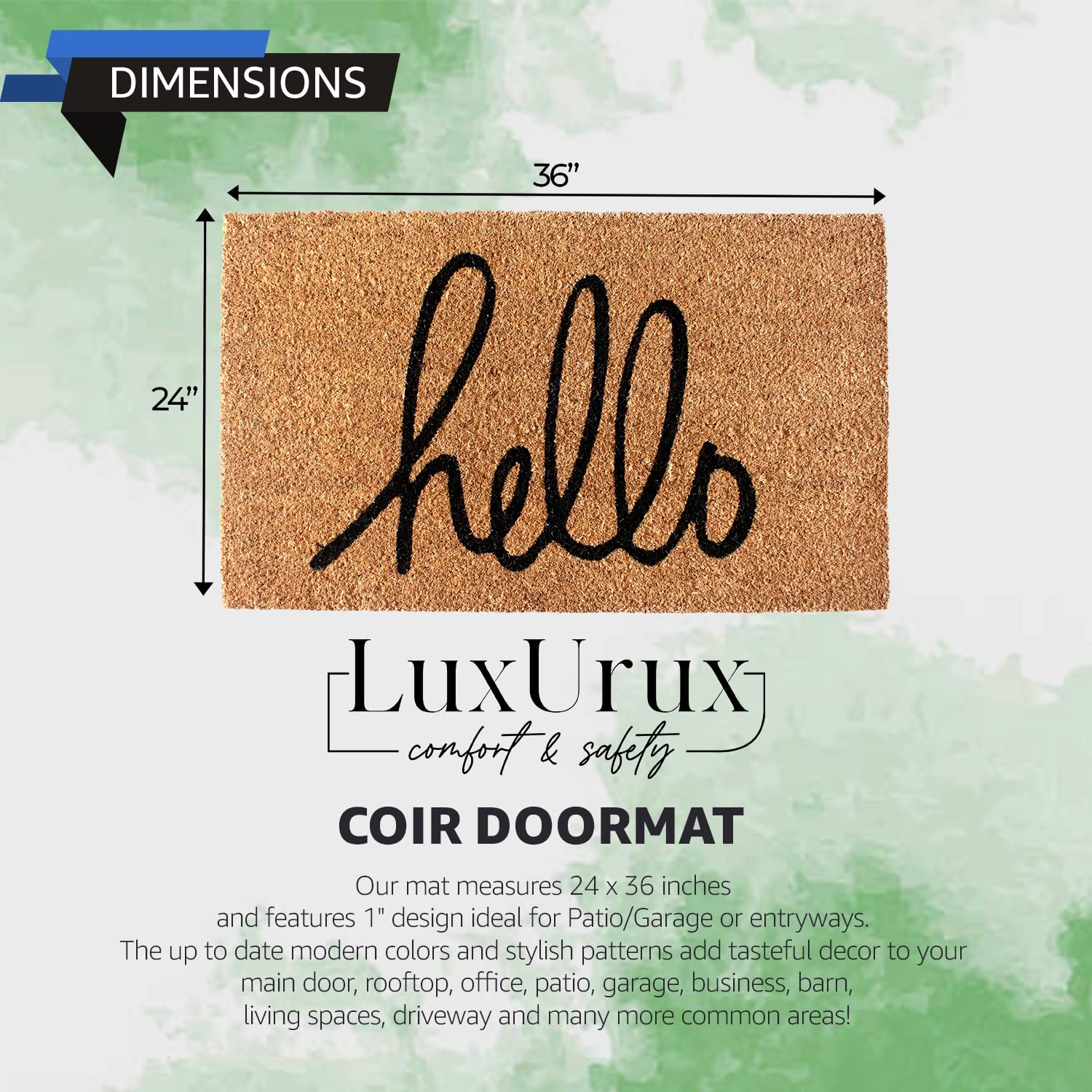 LuxUrux Coco Coir Outdoor Doormat – Heavy-Duty Non-Slip Welcome Mat