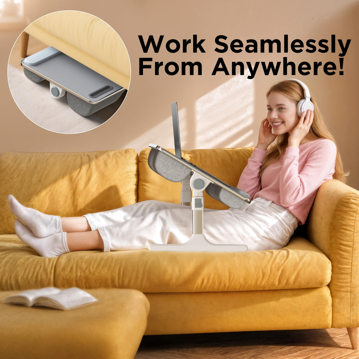 FoldWise 2-in-1 Bed Table & Lap Desk - Soft Cushions, Foldable Laptop Tray - image 5