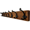 WEBI 90cm Rustic Wall Mounted Coat Rack - 8 Cast Iron Hooks, Solid Wood