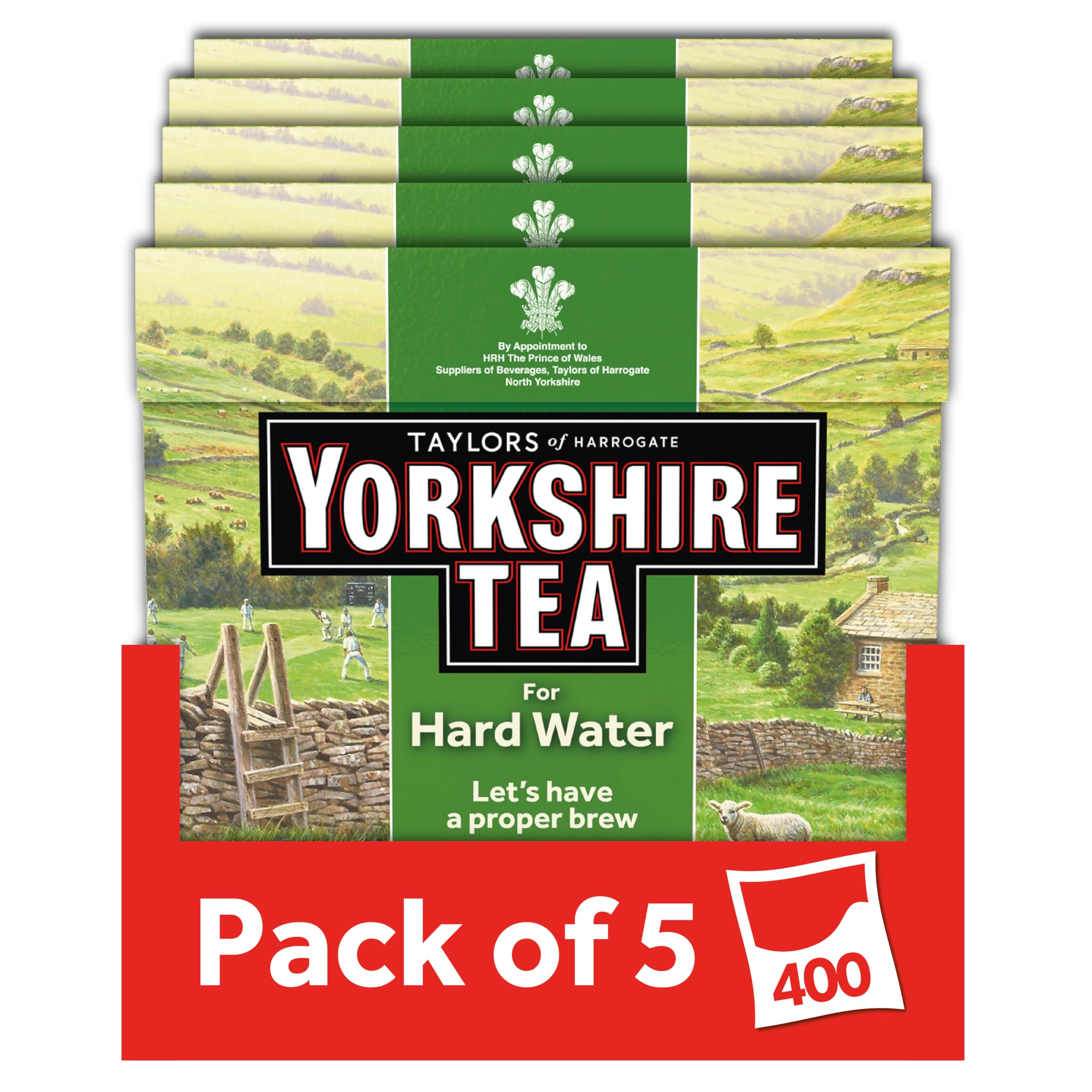 Yorkshire Tea Hard Water Black Tea Bags - 400 Count (5 x 80 Pack)
