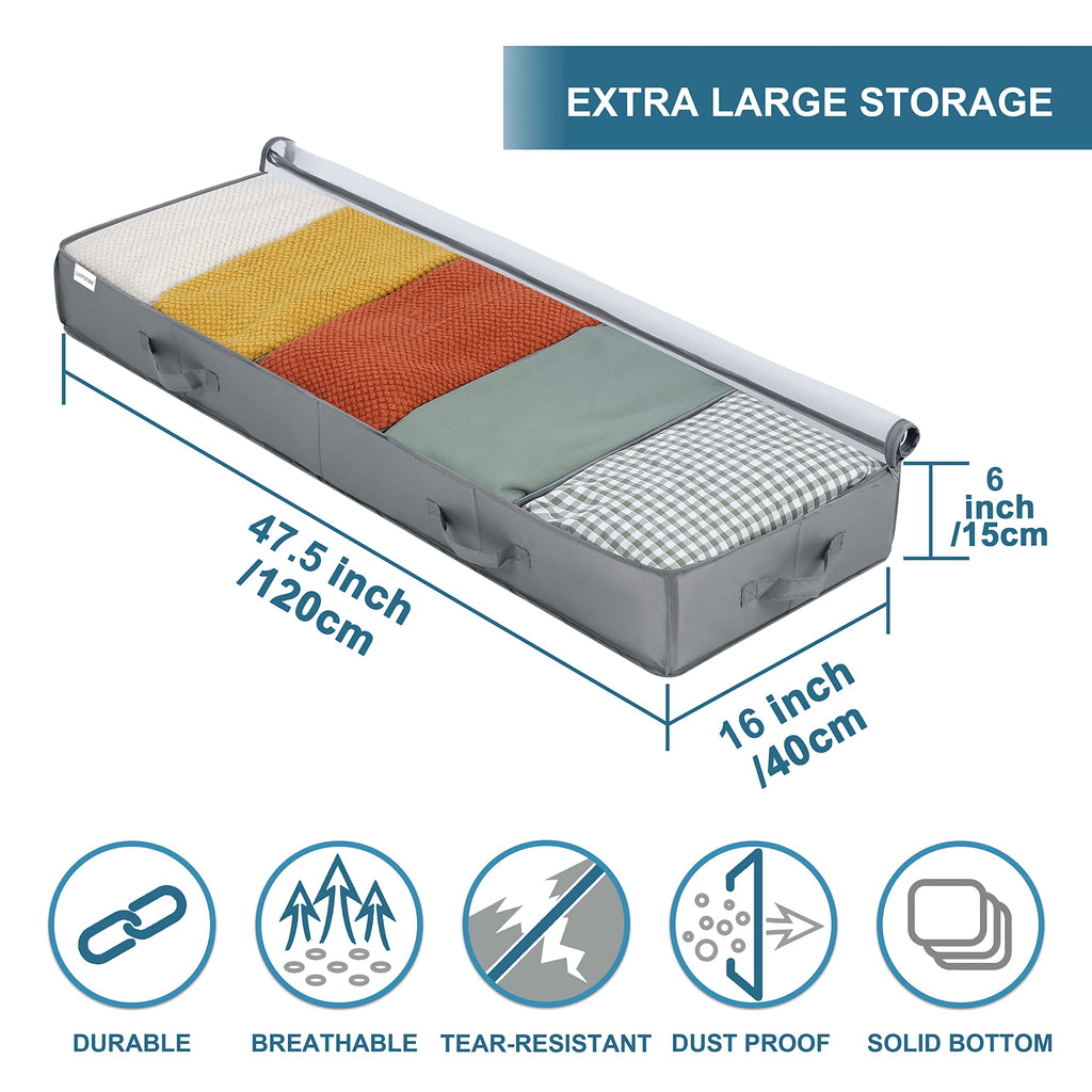 Under Bed Storage Bags, 2 Pack Large Boxes Under the Bed Clothes Storage Organiser Adjustable Dividers - image 2
