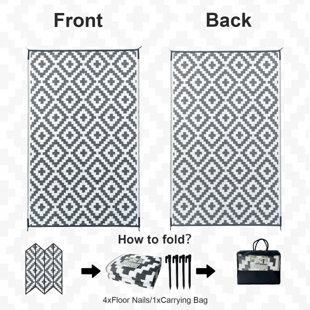 CHOSHOME Outdoor Rug – 120x180cm Reversible Waterproof Garden Carpet