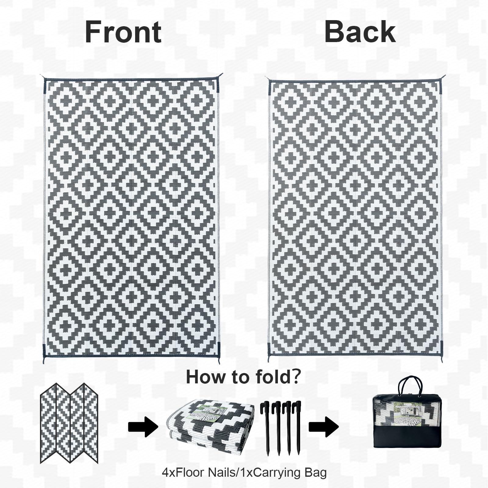 CHOSHOME Outdoor Rug – 120x180cm Reversible Waterproof Garden Carpet