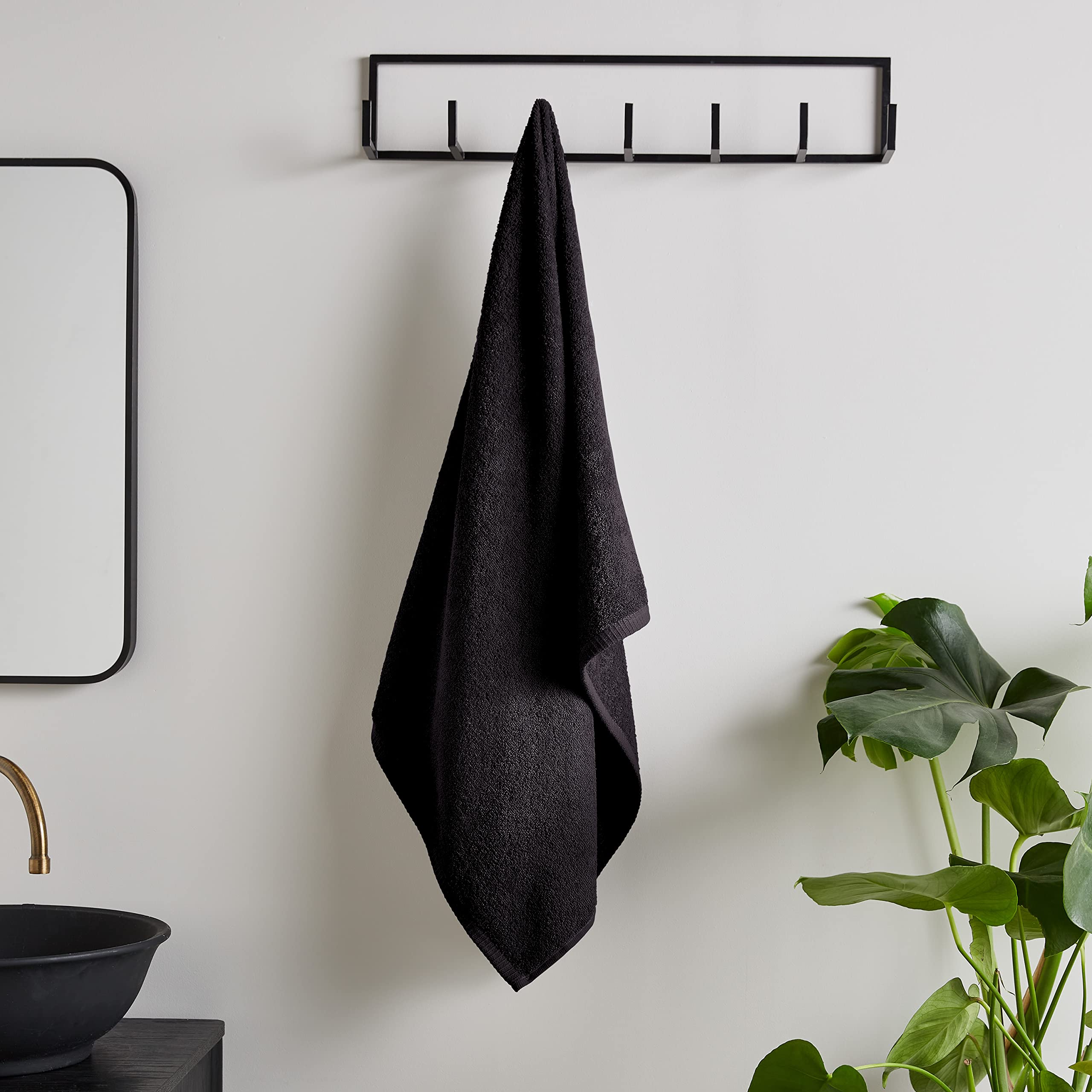 Catherine Lansfield Quick Dry Cotton Bath Sheet - Black 90x140cm