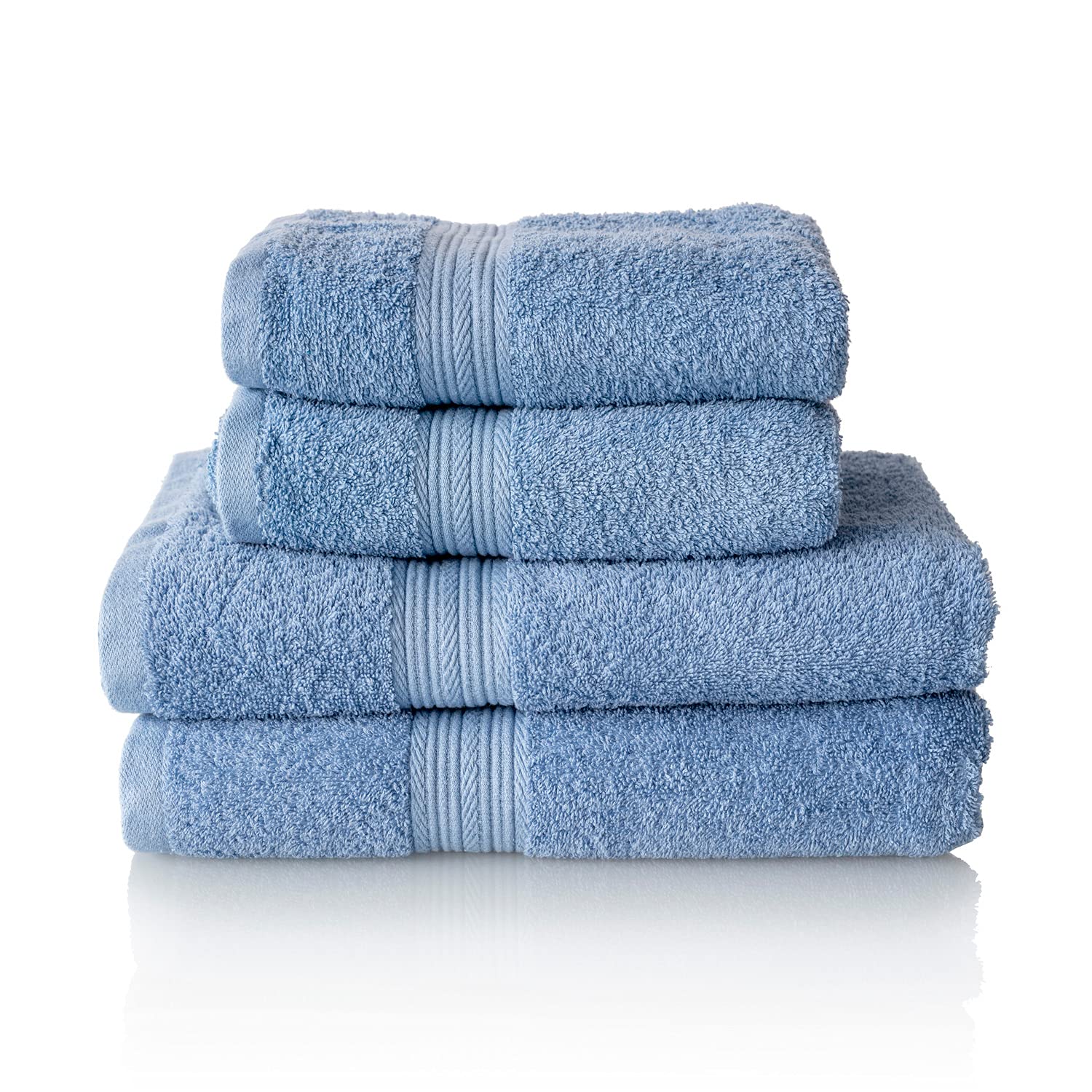 ALCLEAR 4-Piece Terry Towel Set - 100% Cotton Oeko-Tex - Jeans Blue