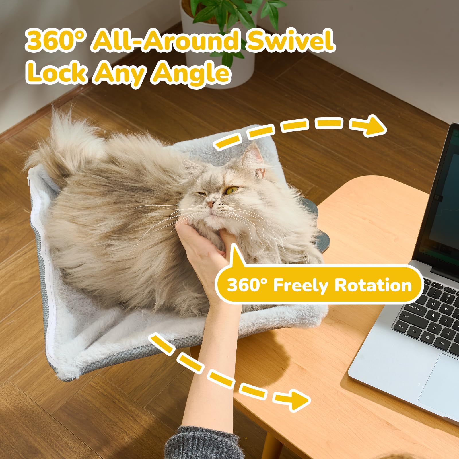 CATISM Desk Cat Bed – 360° Rotating Clamp-On Hammock for Office