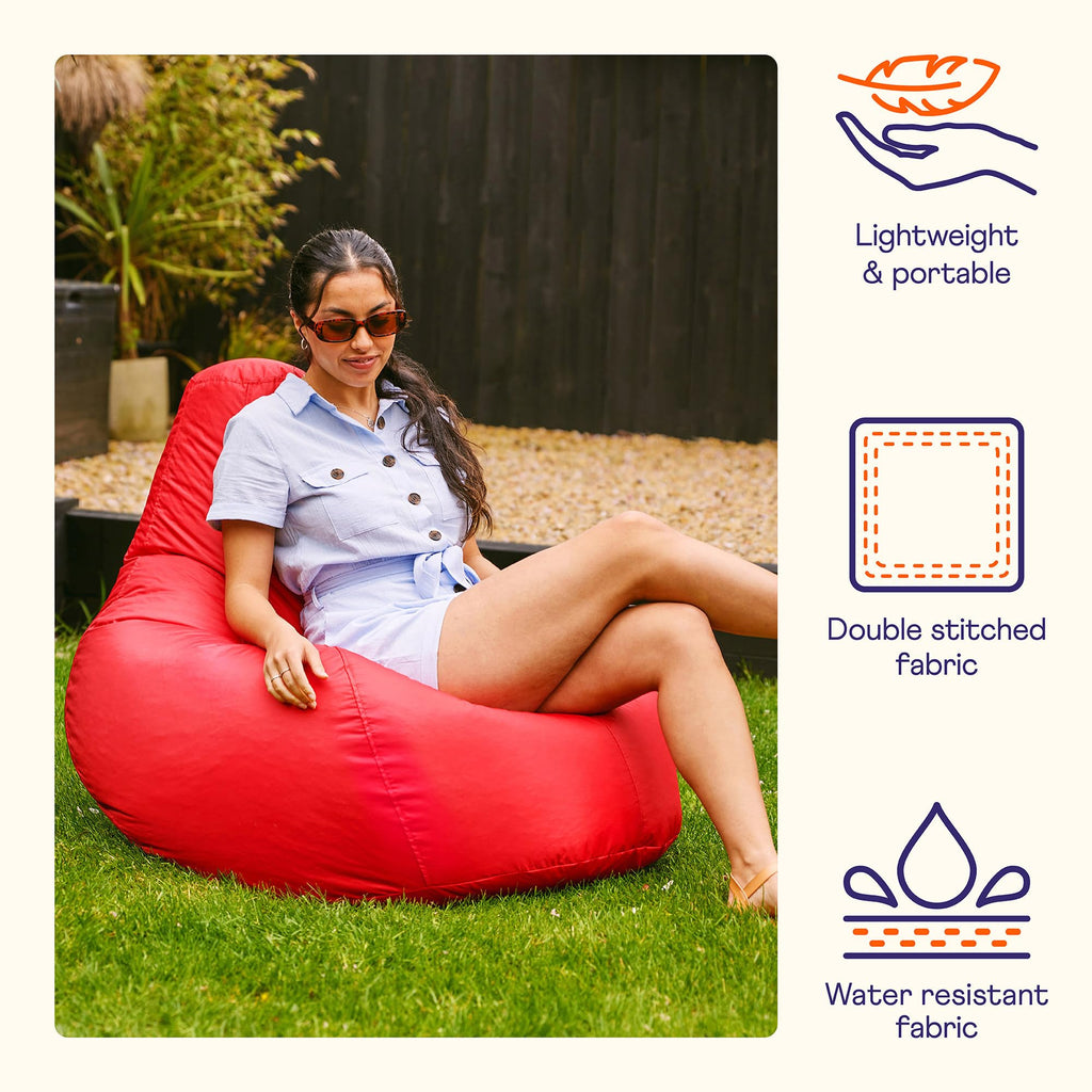 Bean Bag Bazaar Recliner Gaming Chair | Water Resistant Outdoor - Red