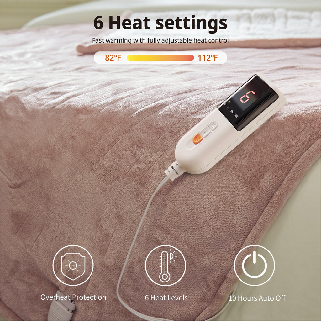 GOTCOZY Heated Blanket Electric Throw – Silky Plush 130x160cm (Green)