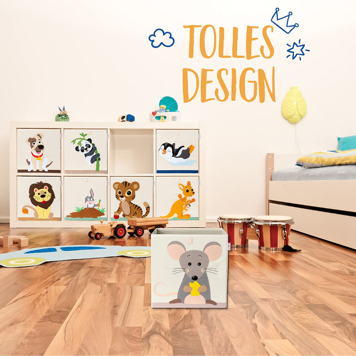 KNECKES Kallax Premium Storage Box for Children, 8 Designs 33 x 33 x 33 cm, Size Suitable as Kallax Boxes, Children's Room, Toy Box, Foldable
