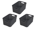 BranQ - Home essential Basket in Rattan Design Set of 4 Size M 10 L Polypropylene Plastic Anthracite