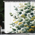 Abakuhaus Eucalyptus Leaves Shower Curtain | Waterproof Fabric – 175x200cm