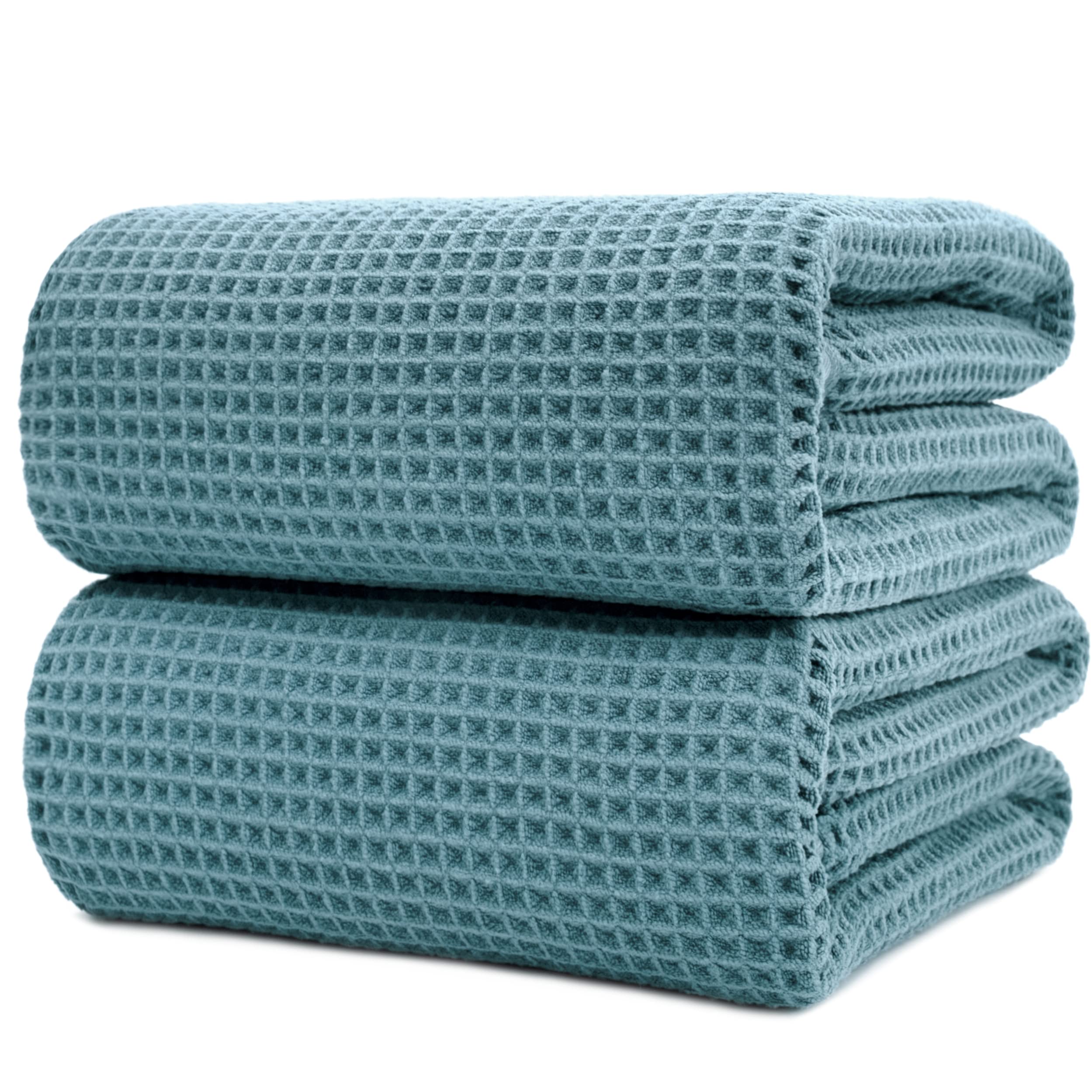 Polyte Microfibre Bath Sheets - Set of 2 Quick Dry Waffle Weave Towels