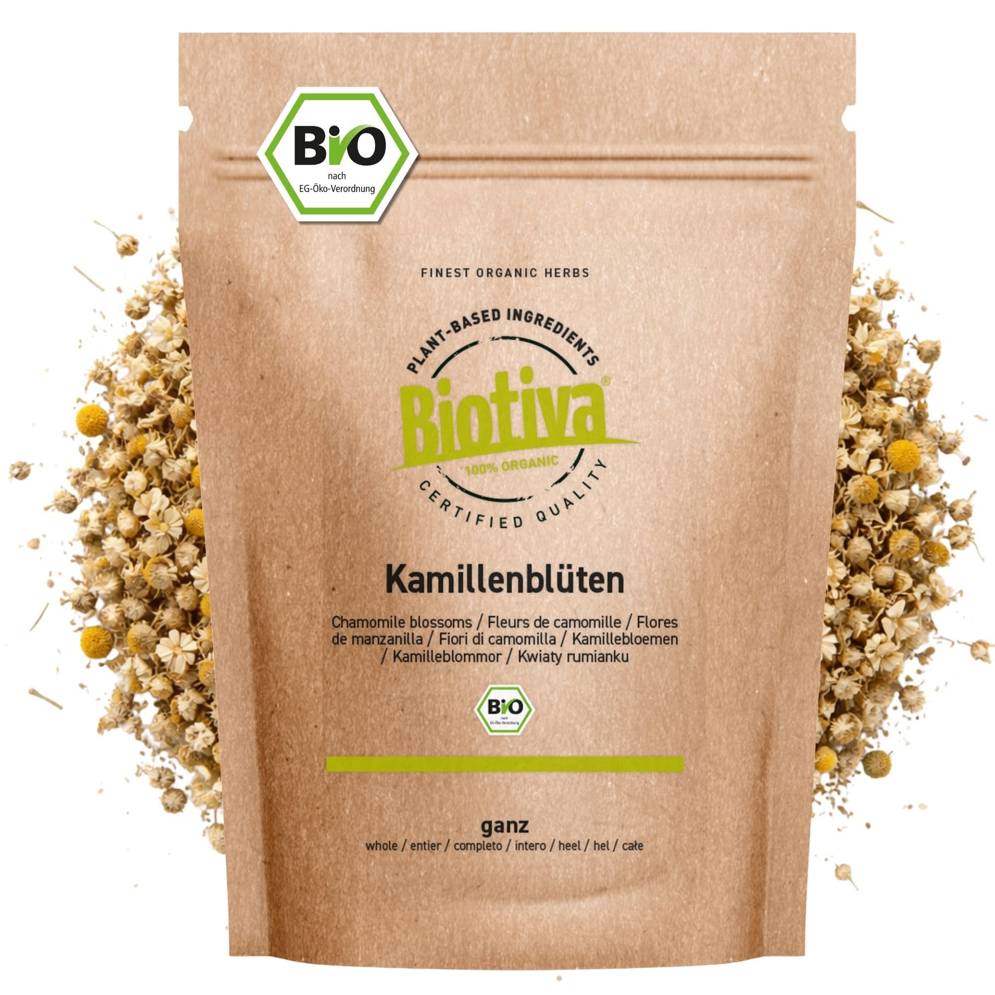 Biotiva Organic Camomile Flower Tea – 500g Whole Loose Leaf Herbal Tea