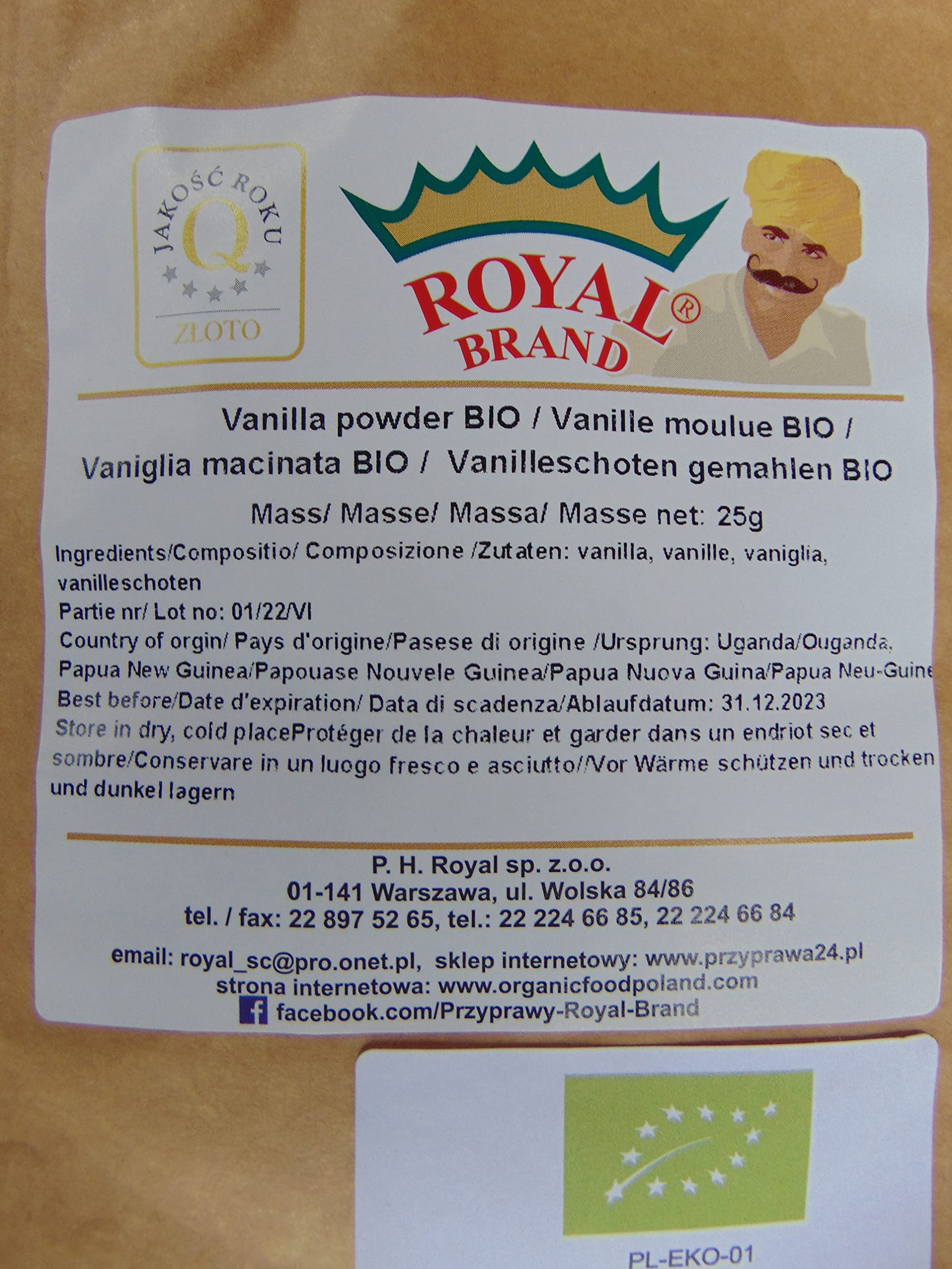 Organic Ground Vanilla Beans Powder - Pure BIO Spice, 25g