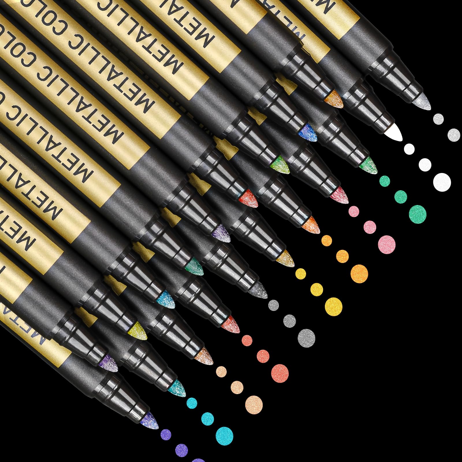 APOGO Metallic Marker Pens - 20 Pack Gold & Silver for Black Paper Art