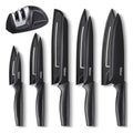 Jolof Store 5-Piece Black Stainless Steel Kitchen Knife Set with Guards