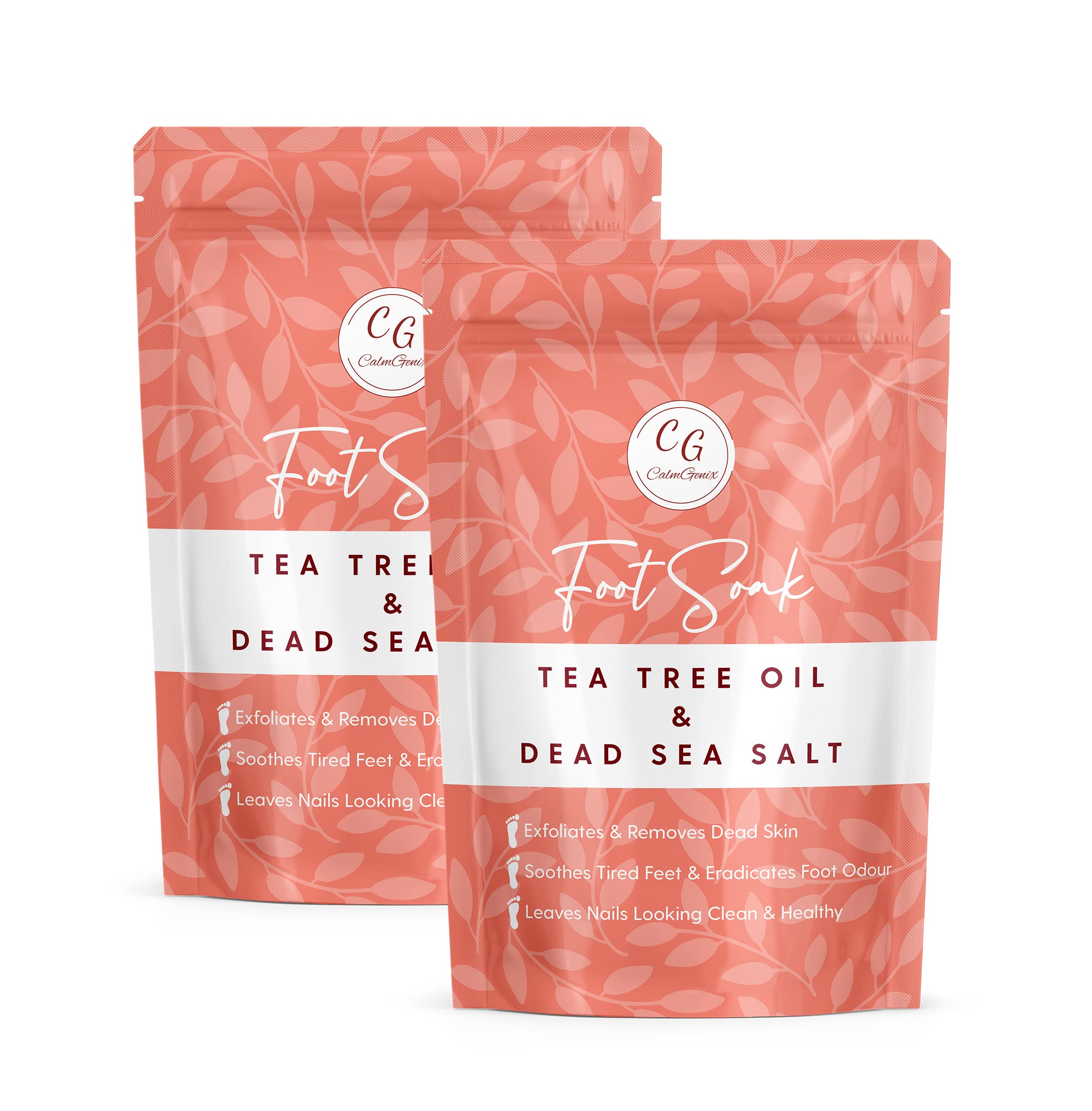 CalmGenix Tea Tree Oil & Dead Sea Salt Foot Soak for Nail Fungus – 2 Pack