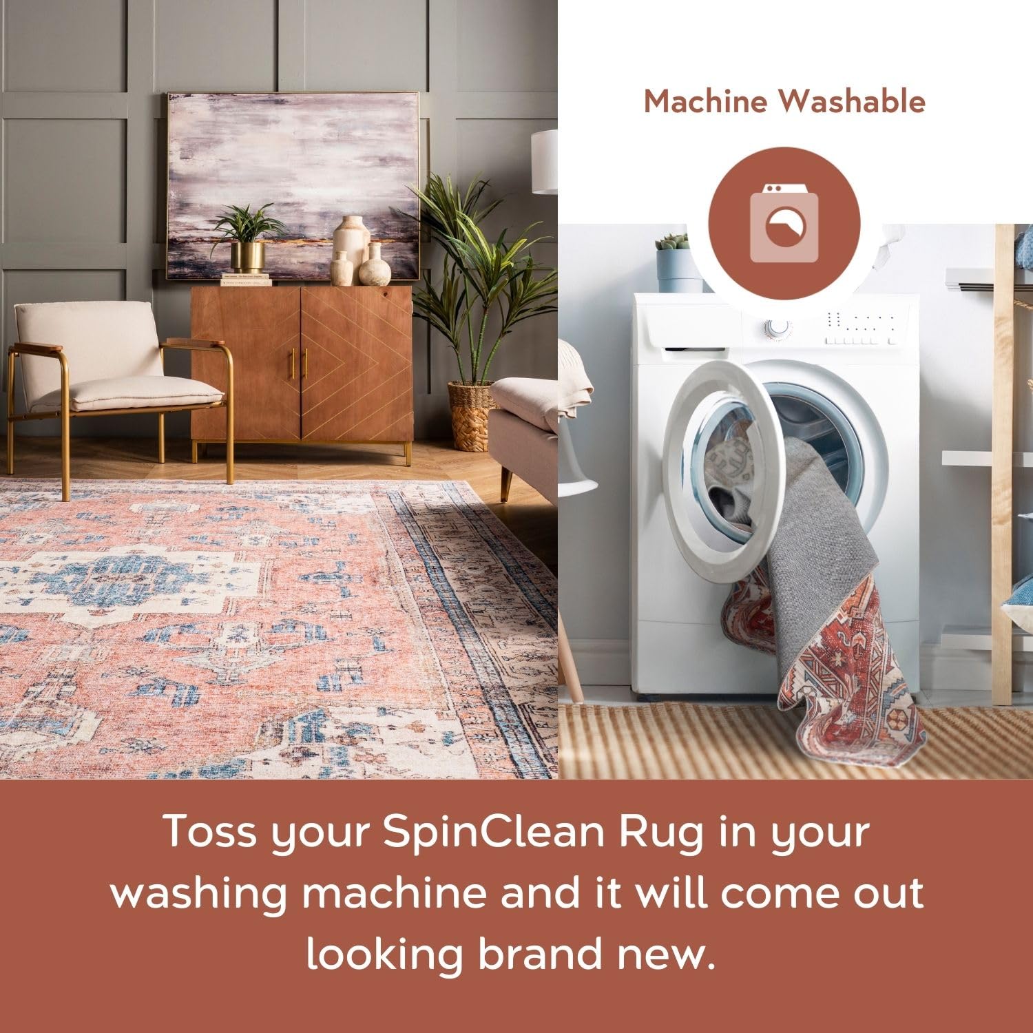 nuLOOM Eleanor Machine Washable Distressed Medallion Area Rug, 5x8, Multi