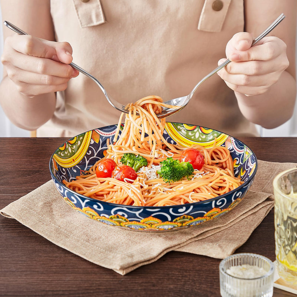 vancasso SIMI 42oz Porcelain Pasta Bowls – Set of 4 Bohemian Salad Bowls