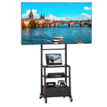 Rolling TV Stand with Mount & Fabric Storage Drawer – Adjustable Height, 32–55 Inch | Black