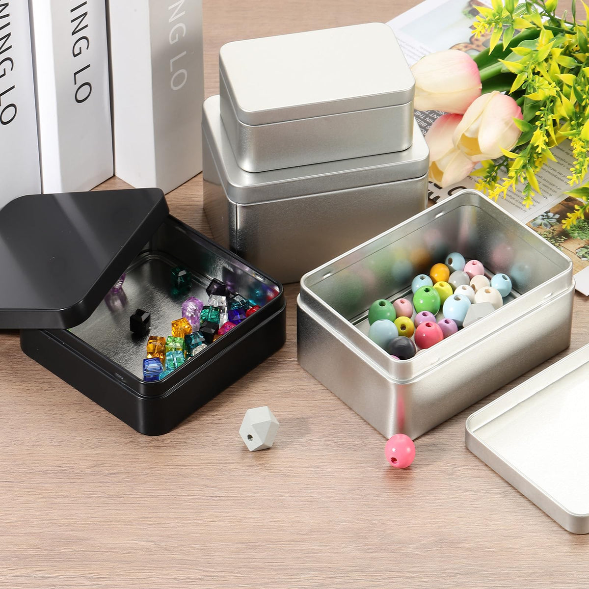 PATIKIL Rectangular Tin Box 4.3"x4.3"x1.3", Metal Storage Tin Box Portable Storage Container with Lid for Tea Candy Treats Gifts Favors Candle - image 5