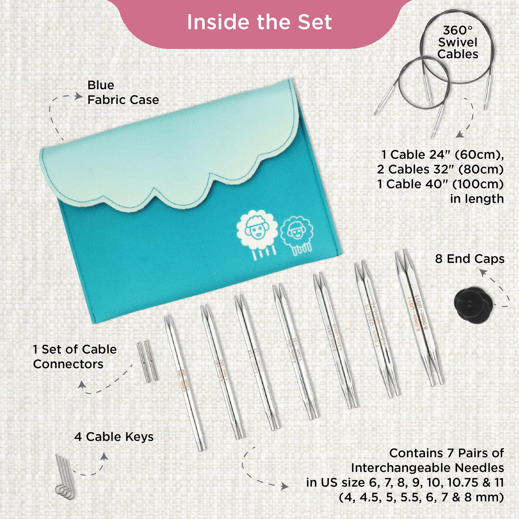 KnitPro Nova Cubics Deluxe Interchangeable Knitting Needle Set (4-8mm)