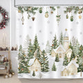 COZZSNUGE Farmhouse Christmas Shower Curtain | Snowy Winter Village – 180x180cm