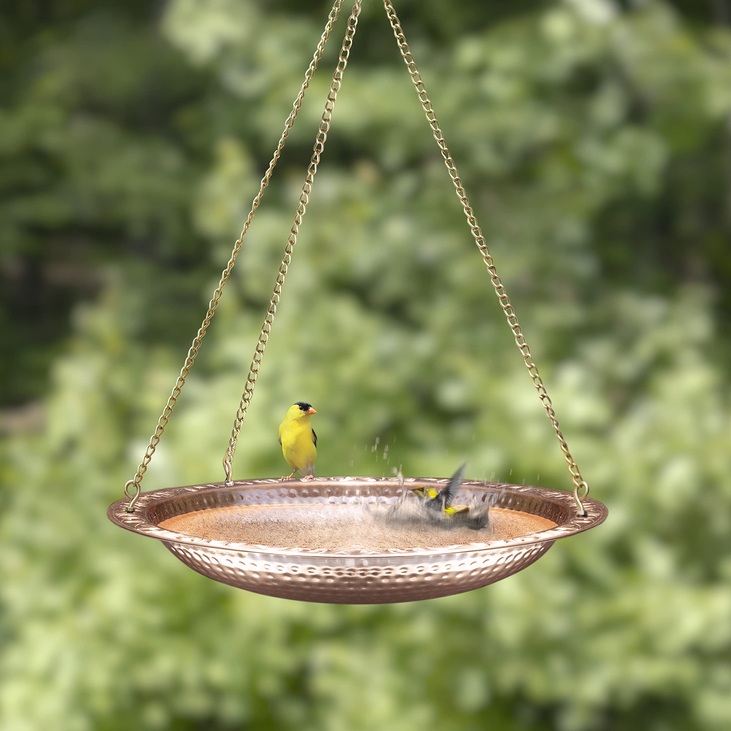 Good Directions 18" Hanging Bird Bath – Pure Copper Artisan Bowl