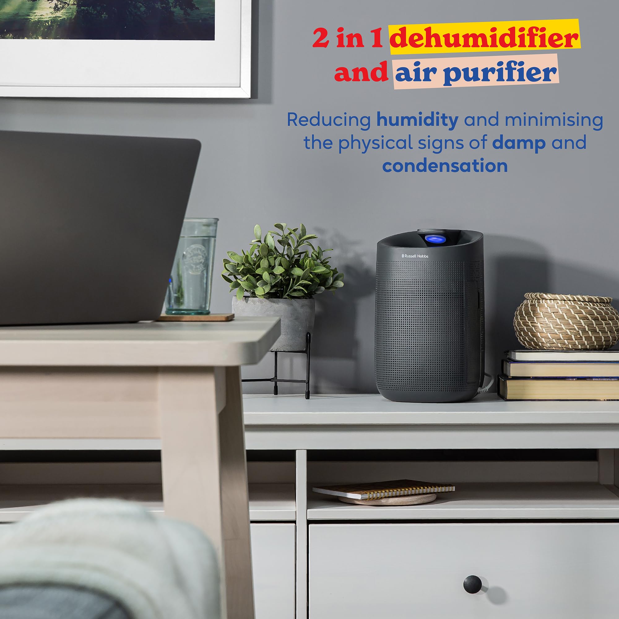 Russell Hobbs RHDH1101G 2-in-1 Dehumidifier & Air Purifier - Grey