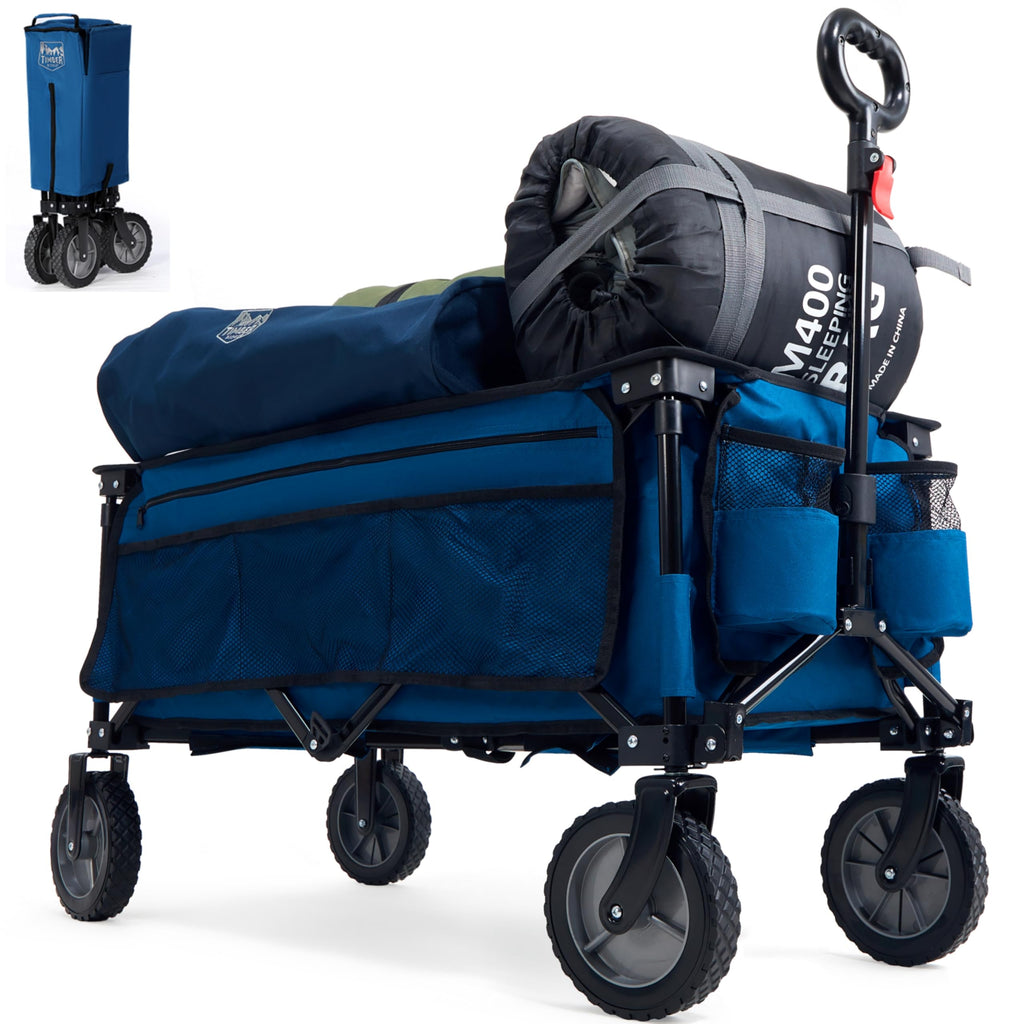 TIMBER RIDGE Folding Camping Wagon – 135L Heavy Duty Beach Trolley