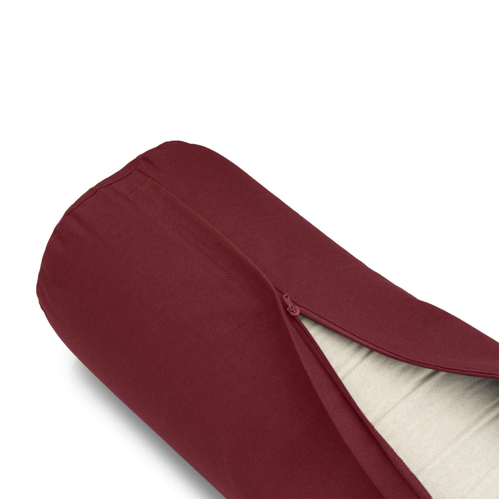 Basaho Organic Cotton Yoga Bolster | Buckwheat Hulls | Tibetan Maroon