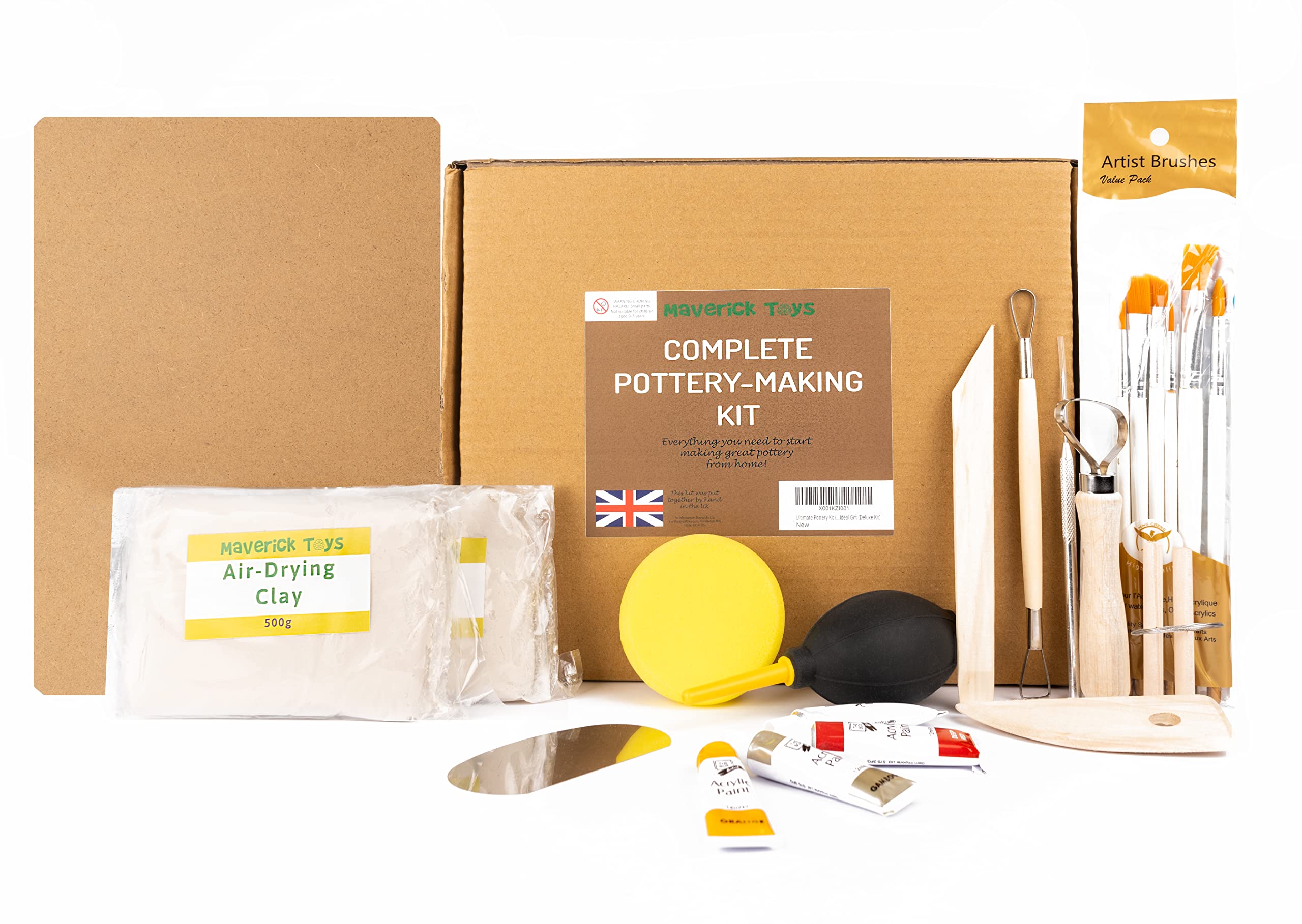Maverick Toys Pottery Painting Kit – 1kg Air Drying Clay & Tools Set