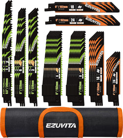 EZUVITA 36-Piece Reciprocating Saw Blade Set for Wood & Metal Cutting