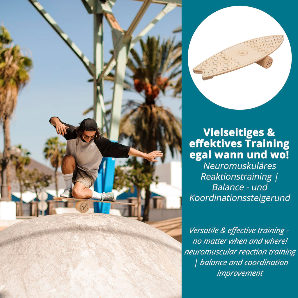 Valuents Maple Wood Surf Balance Board with Cork Roller and Non-Slip Mat