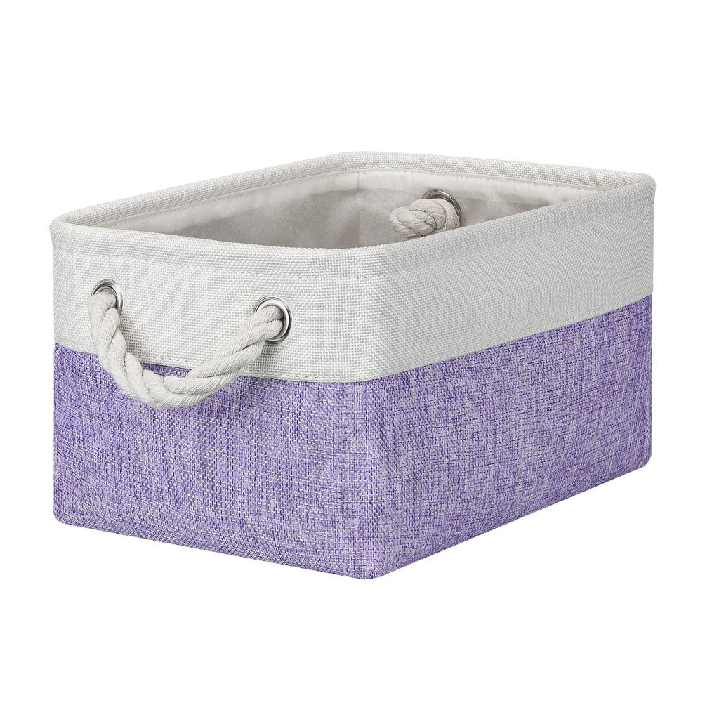 PWVMWM Small Storage Baskets with Rope Handles, Collapsible Fabric Storage Box, Small Linen Basket for Bedroom Bathroom Cupboards Shelves Wardrobe - image 1