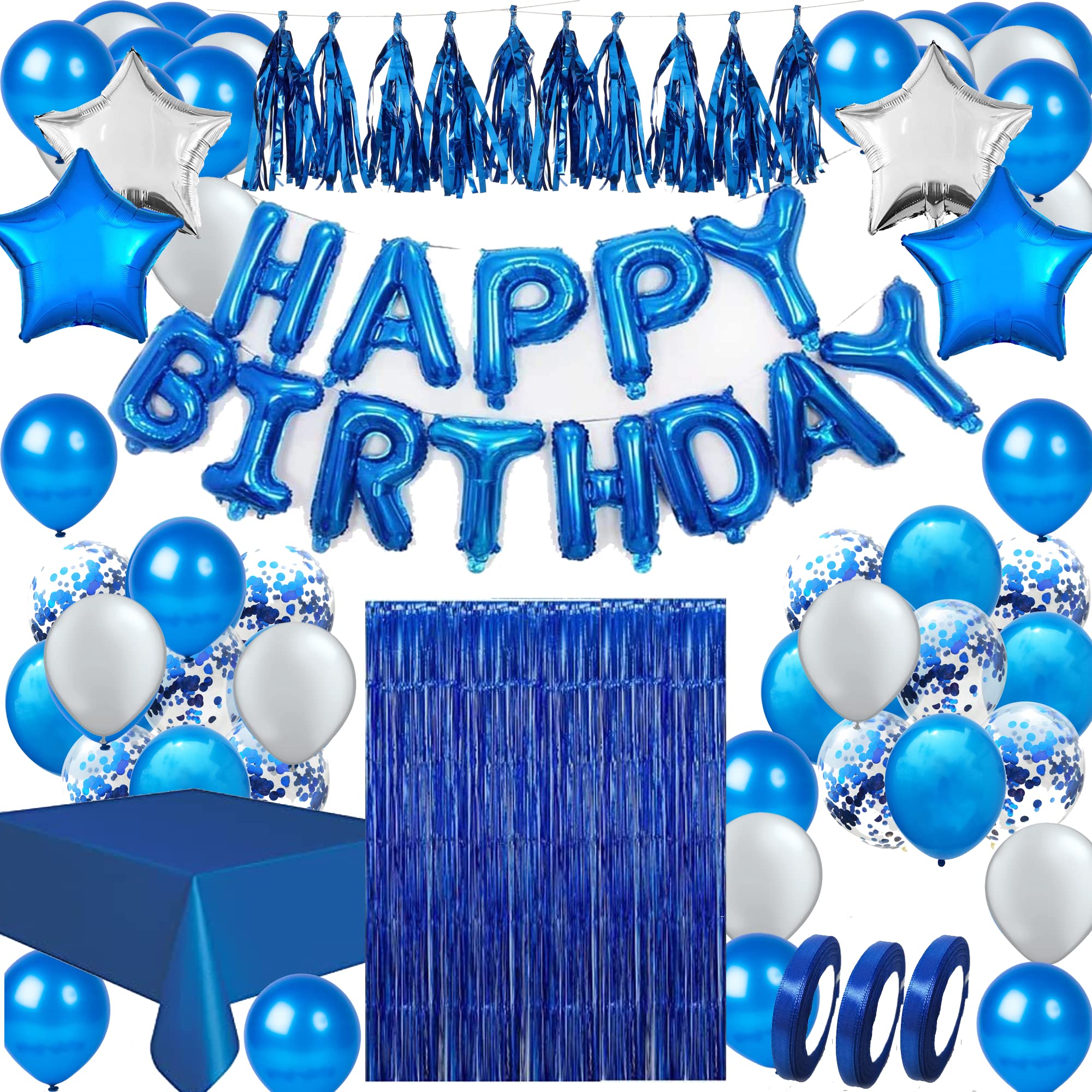 Jolof Store 82pc Blue Birthday Party Decorations Kit with Foil Balloons