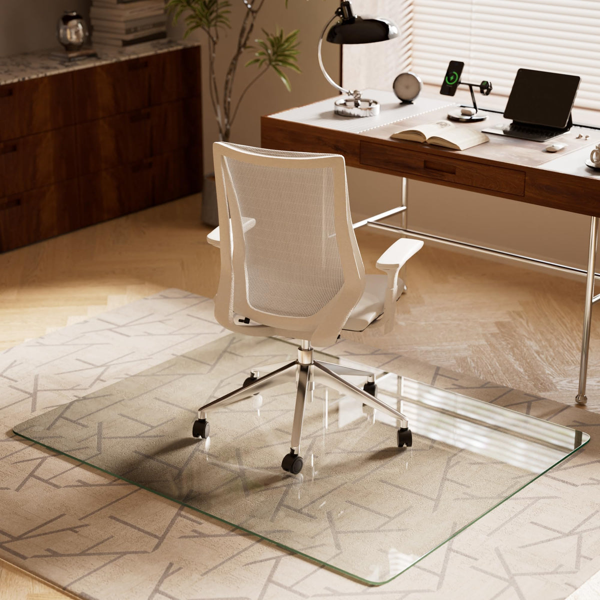 Koonmi Tempered Glass Chair Mat, 117 x 140 cm, Clear - image 2
