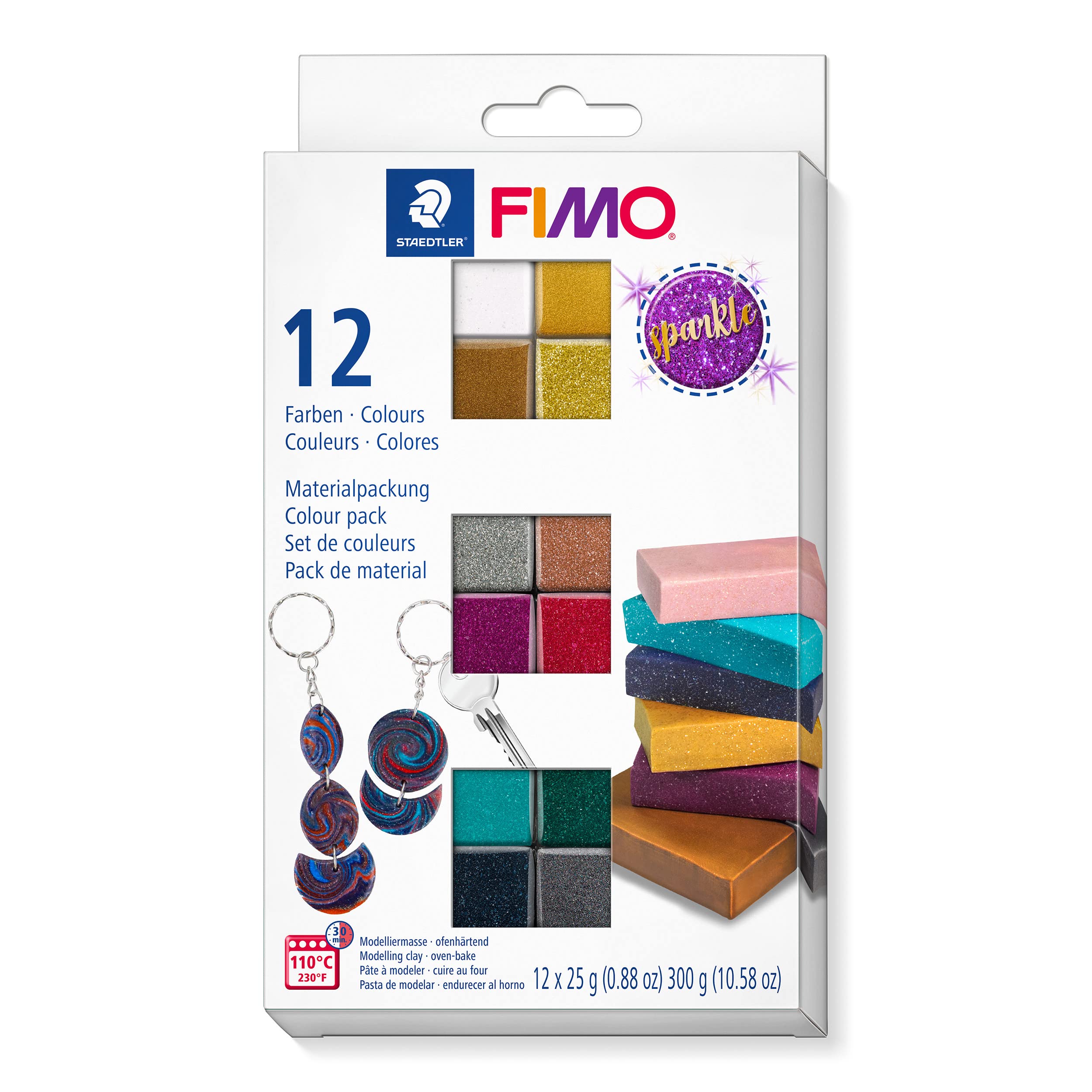 STAEDTLER FIMO Effect Polymer Oven Bake Clay - Sparkle Pack of 12