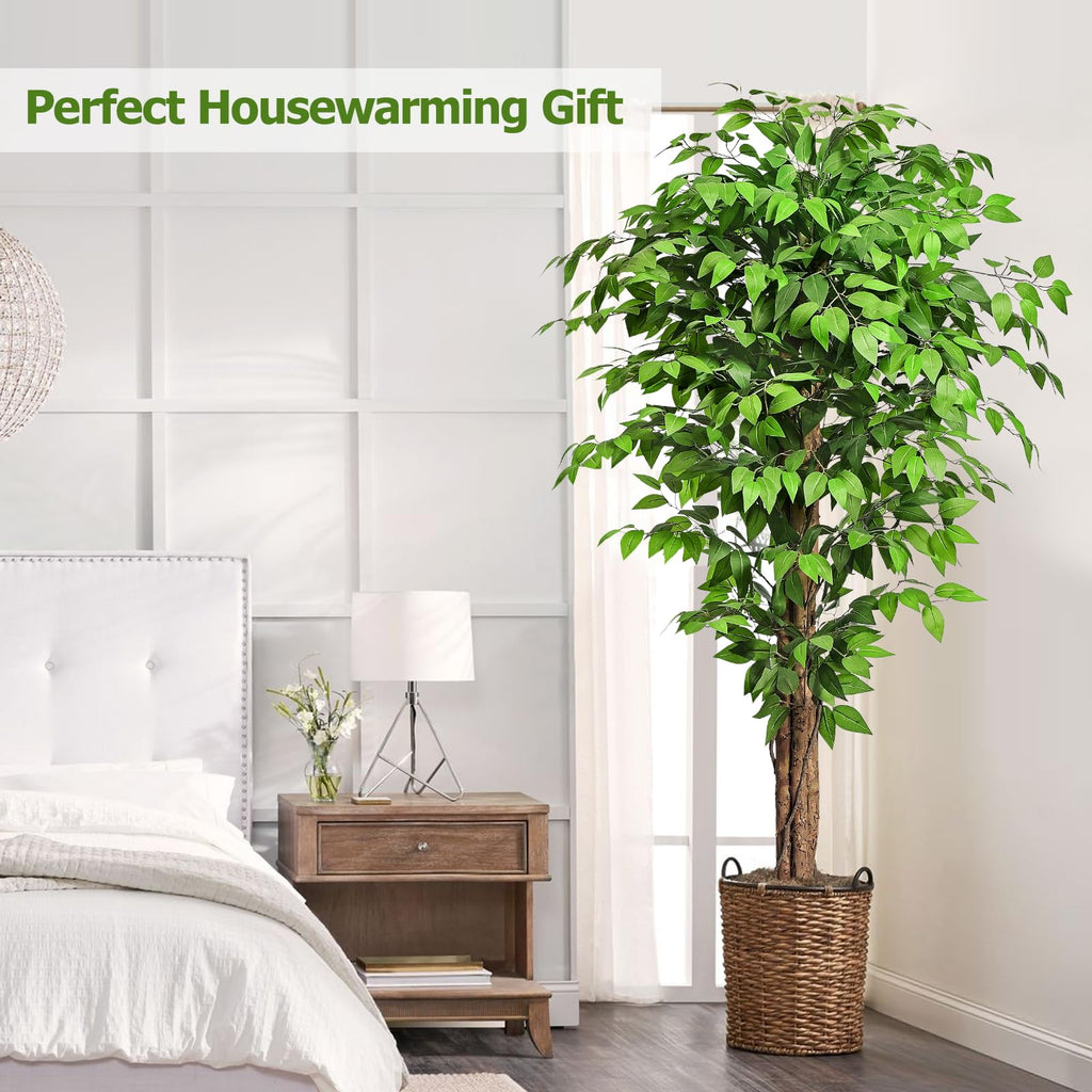 Keeplush 6ft Artificial Ficus Tree | Lifelike Silk Plant with Curved Trunks