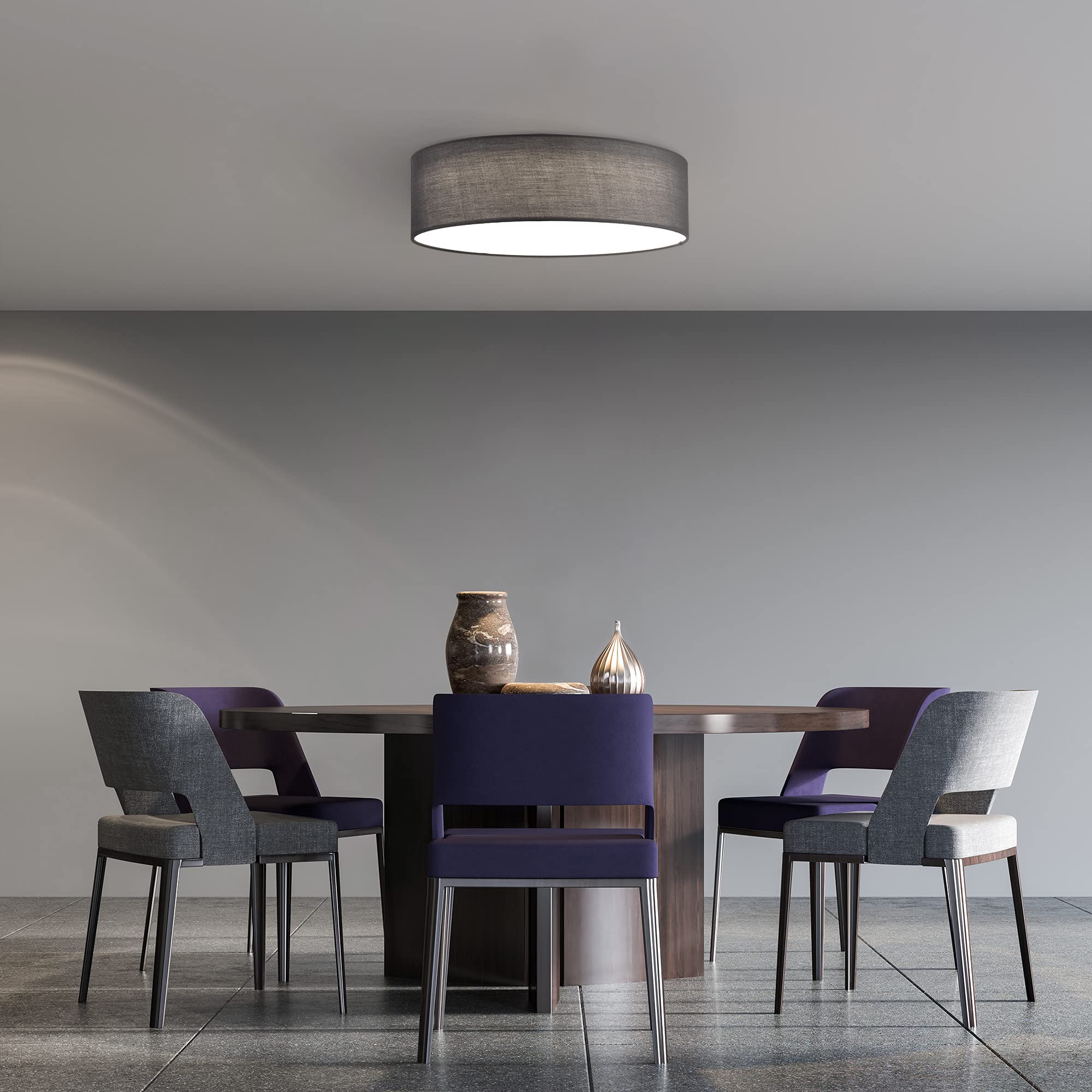 Navaris 22W LED Ceiling Light – Dimmable Flush Mount Lamp, Dark Grey