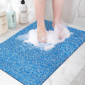 Lurowo Loofah Shower Mat – Non-Slip PVC Massage Bath Rug, Blue (60x80cm)